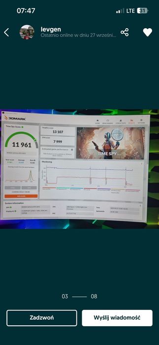 Komputer gamingowy  Rtx3070 Ryzen 7 SSD Win 10 Nvidia