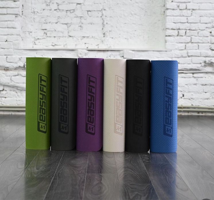 Килимок для йоги та фітнесу EasyFit TPE двошаровий 183*61 см, 6мм