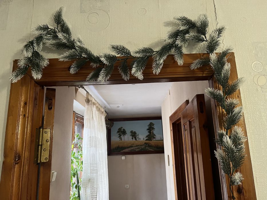 Литая заснеженная гирлянда. Шишки сосновые, шишки кедровой сосны