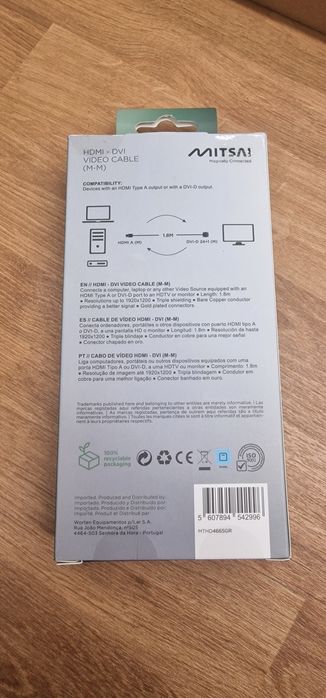 Cabo de vídeo HDMI - DVI (M-M)