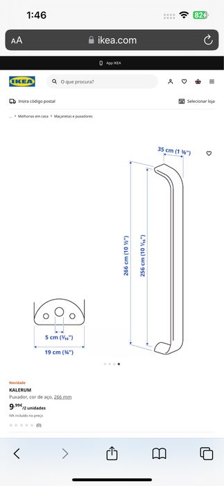 Puxadores Inox ikea 6 unidades