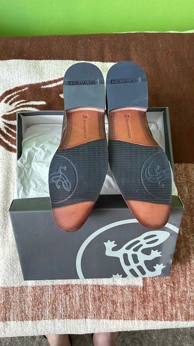 Salamander eleganckie buty męskie brązowe 100% skórzane roz. 45