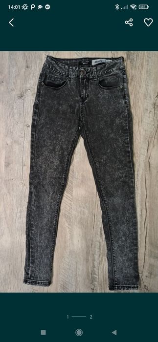 New look spodbie jeansowe 158 marmurki czarne elastyczne stan bdb