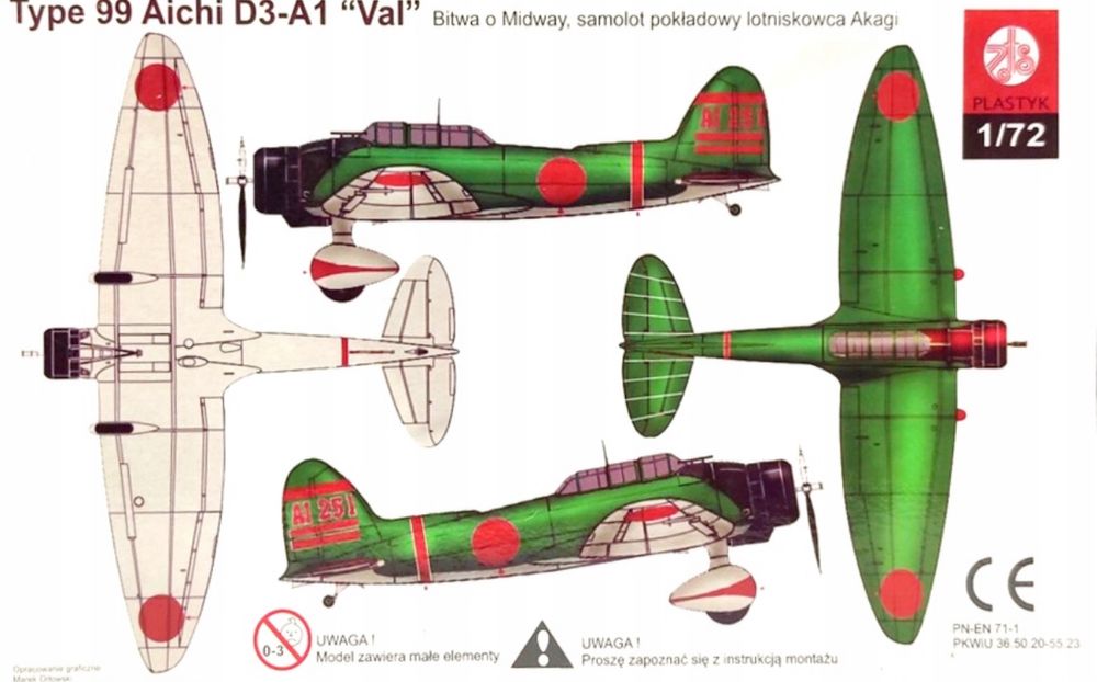 Model do sklejania samolot Type 99 Aichi D3 -A-1 Plastyk S055