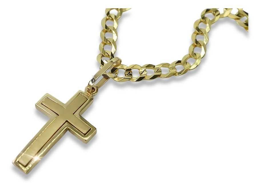 Złoty krzyżyk z łańcuszkiem z żółtego złota pancerka ctc026y&cc001y K