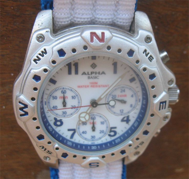 Relógio Estilo Diver - Alpha - Basic - Cronógrafo - Branco (Movimento Seiko)