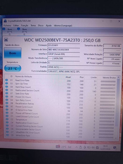Disco duro 250gb wd 2.5 sata