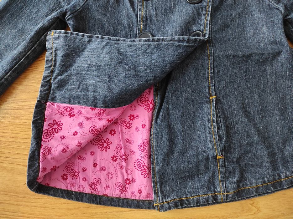 Kurtka jeansowa, lekko ocieplana, 146, super stan