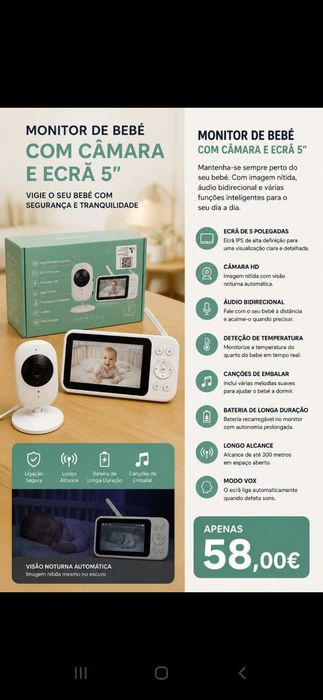 Vigilância Bebe 58€. Oportunidade