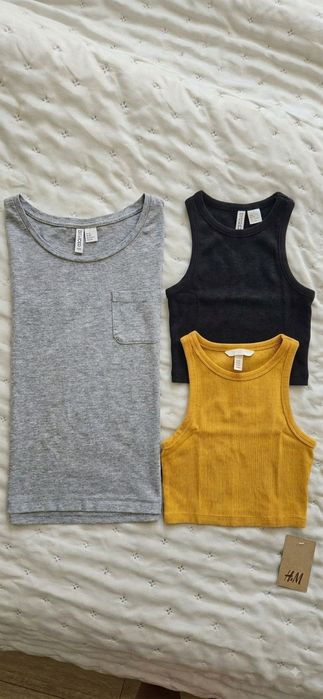 Zestaw 2 crop topów i bluzka H&M