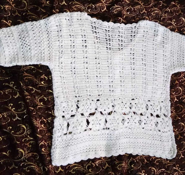 Ażurowa bluzeczka bolerko z krótkim rękawem L/XL