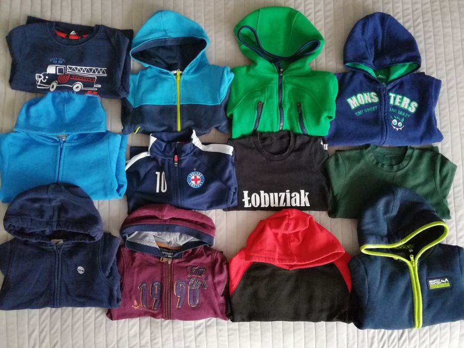 Paka ubrań, zestaw dla chłopca w rozm 98, 104, kurtka, bluzy, dresy
