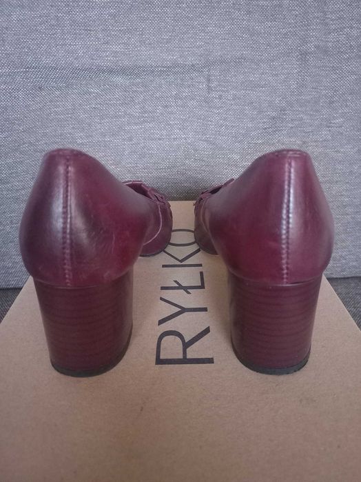 Burgundowe czółenka skóra 35 Lasocki 23 cm