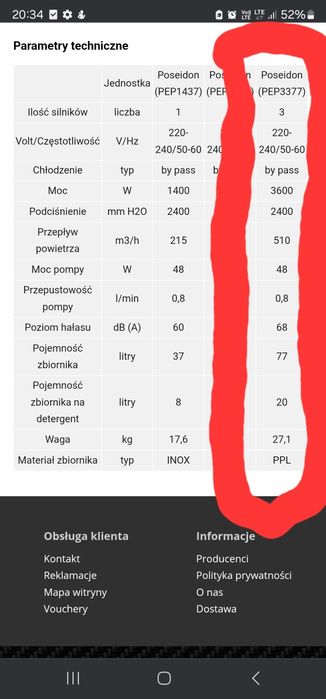 Odkurzacz ekstrakcyjny "Poseidon PEP3377"