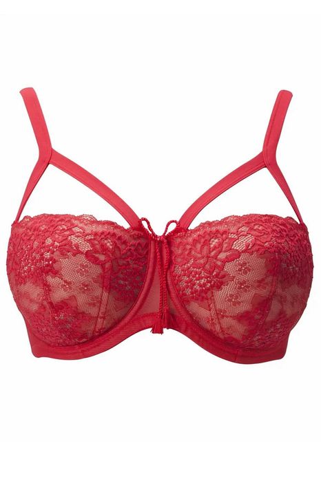 Pour Moi biustonosz czerwony sexy koronkowy otwarty stanik 85F 38F 85G
