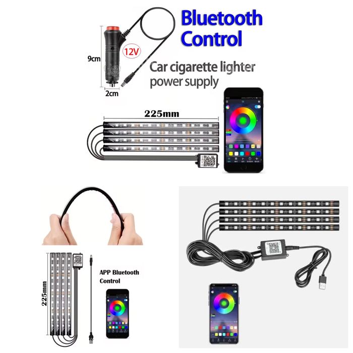 Светодиодная подсветка салона (ног) в авто RGB от USB / прикуривателя