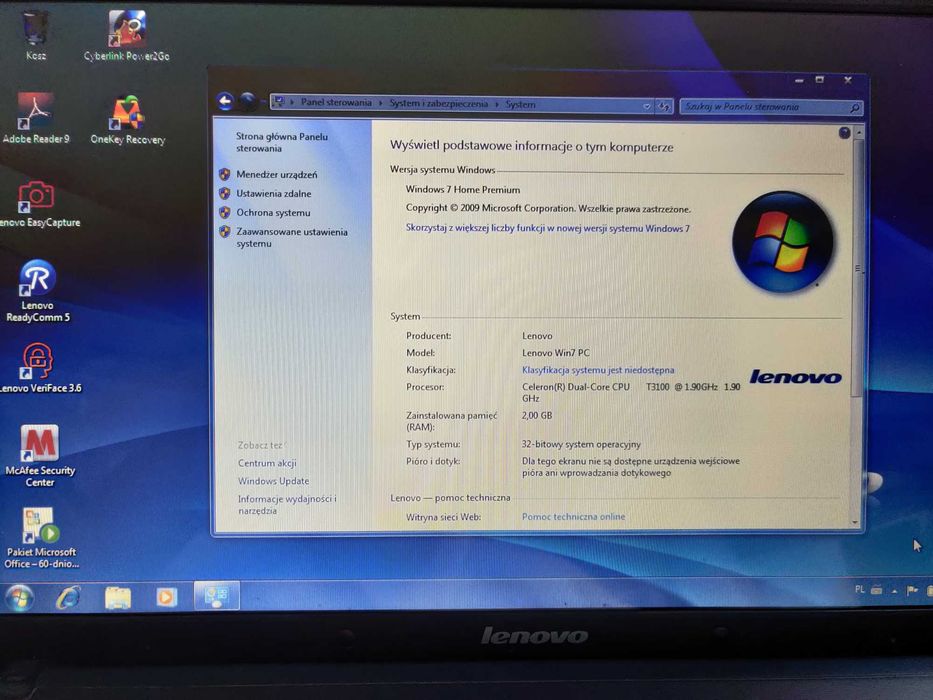 Laptop Lenovo G550 Z zasilaczem