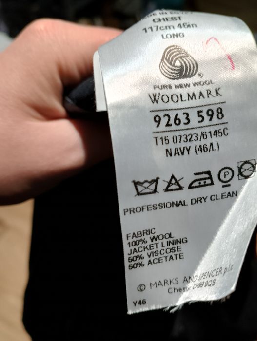 Nowa Wełniana Granatowa Marynarka Marks & Spencer Collezione