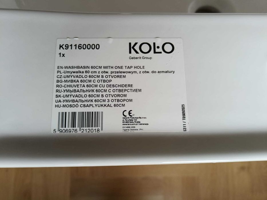 Nowa umywalka KOŁO Rekord 60 cm x 45 cm