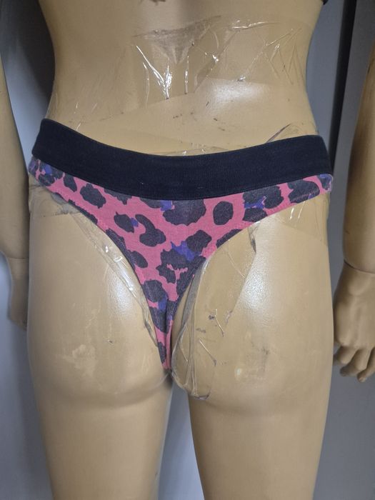 Komplet bielizny Tommy Jeans leopard – biustonosz M, stringi S, stan bdb