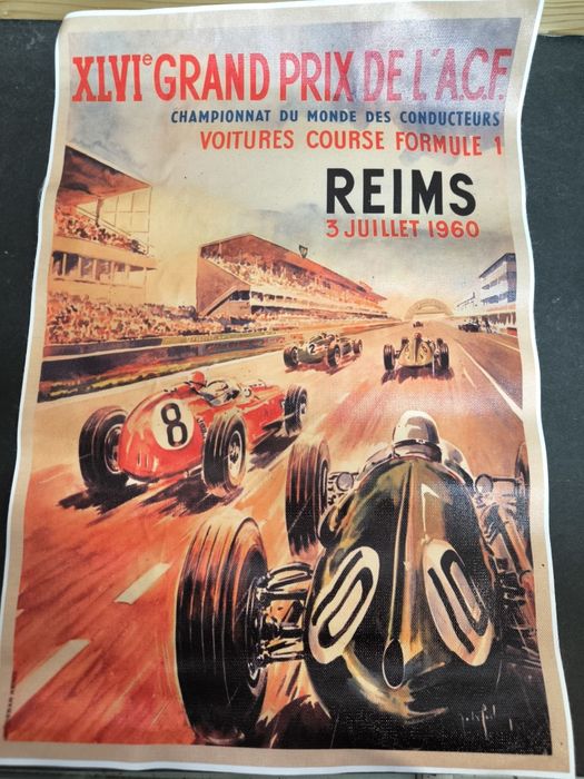 Poster decorativo novo com estética retro, perfeito para amantes de Formula 1 e clássicos. Réplica fiel do cartaz do Gr