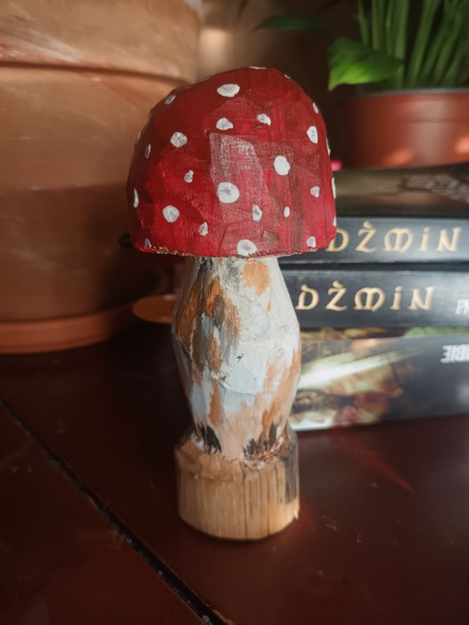 Drewniana figurka grzyba, handmade