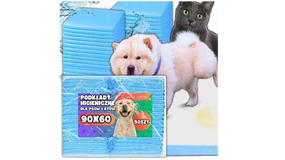 50x DUŻE MATY HIGIENICZNE DLA PSA 90x60 podkłady do nauki sikania