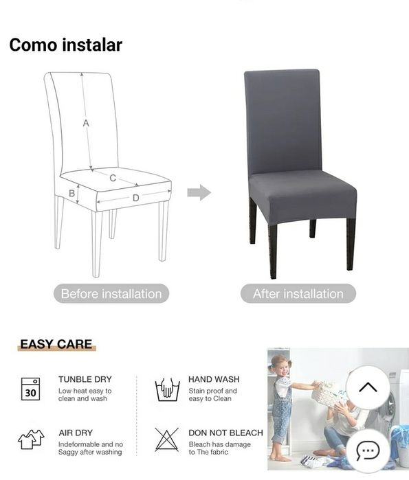 4 Capas para cadeira NOVAS cinza  lincra 4 unidades