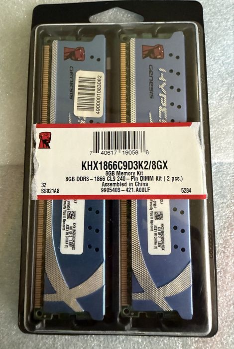 Оперативна памʼять DDR3-1866 Kingston HyperX (KHX1866C9D3K2/8GX)