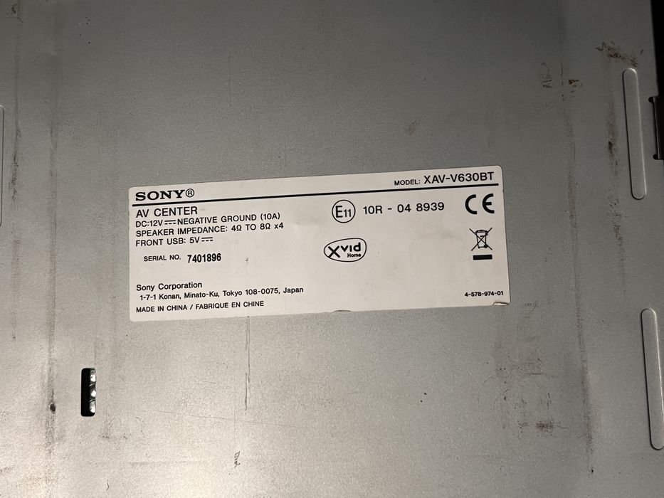 2017 / Sony XAV-V630BT / 2 din / HPF LPF , usb, aux
