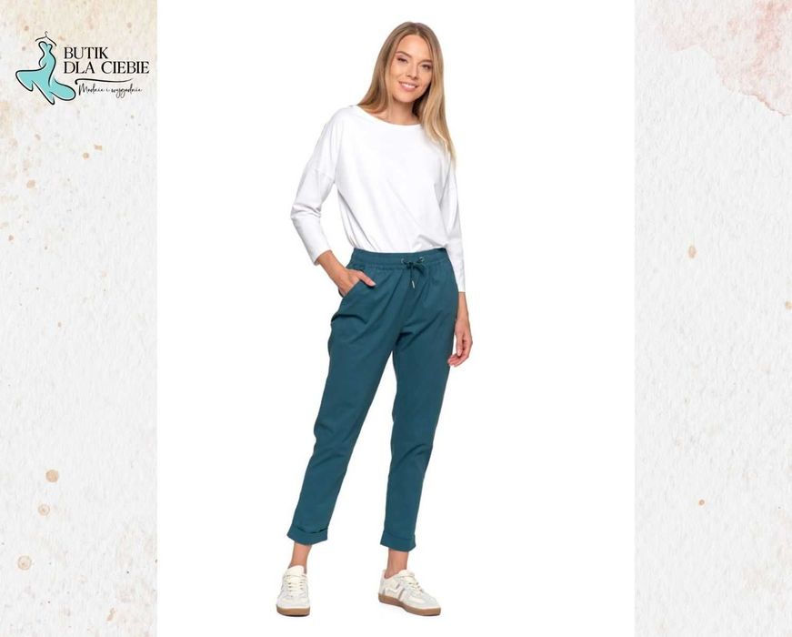 -> Zielone spodnie damskie jogger – bawełniane, casual / Moraj / Rozmiar: M, L, XL, XXL