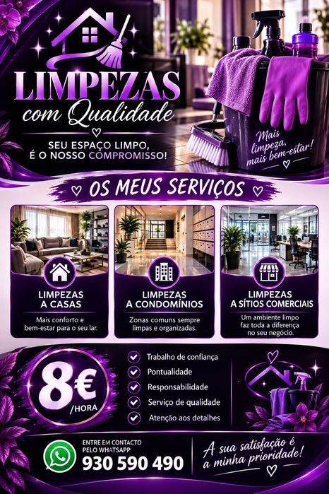 Faço limpeza a condomínios, casas e sítios comerciais