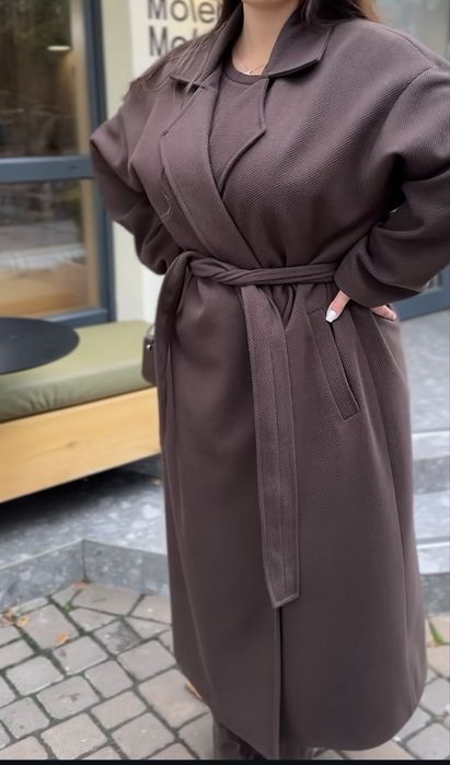 Пальто шоколад большой размер