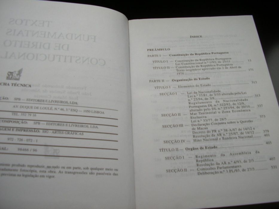 Textos Fundamentais de Direito Constitucional, Reboredo Soares