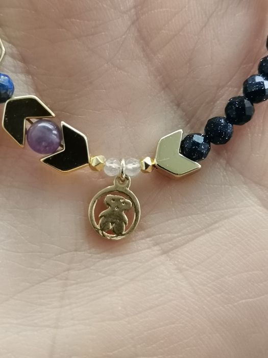 Bransoletka czakry regulacja misio kamienie srebro 925 turmalin opal