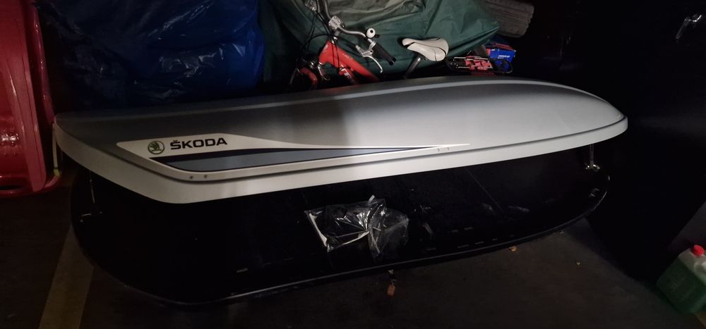 Box kufer dachowy Skoda 380 l srebrny, bagażnik na dach nowy