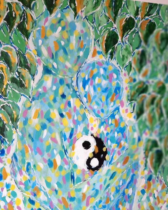 Quadro Grande 40cmx50cm Retrato Abstrato Casal Yin Yang