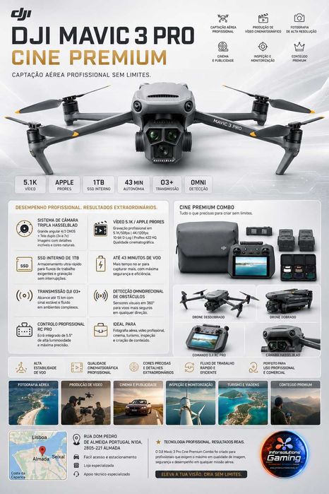 ISG DJI Mavic 3 Pro Cinema Premiun + controlo DJI RC Pro
