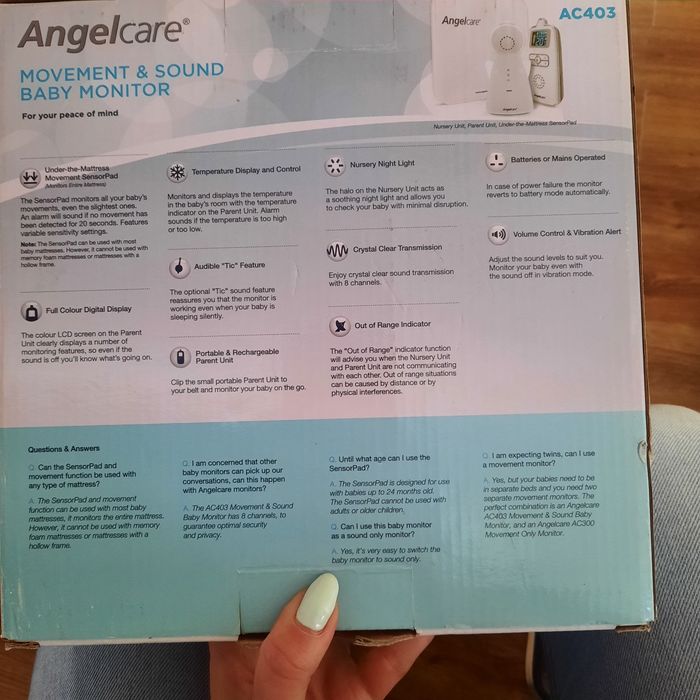 ANGELcare AC403. Monitor ruchu i niania elektroniczna
