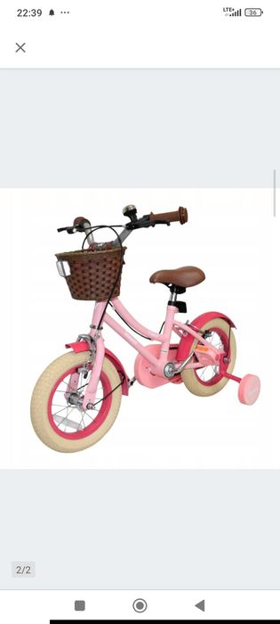 Rower dziecięcy, rowerek 12 cali dla dziewczynki z koszykiem, różowy