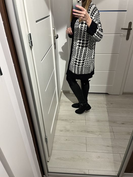 Narzutka Monnari idelana pepitka bialo czarna L 40