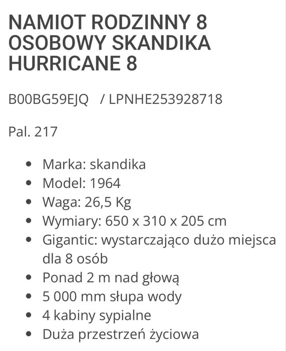 Mega namiot 8-12 osób wygodny Skandika Hurricane 8