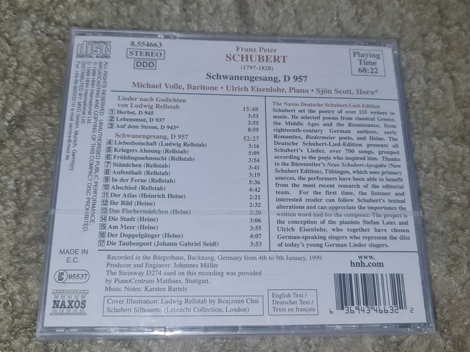 Franz Peter Schubert/ Schubert SCHWANENGESANG/ CD / FOLIA /