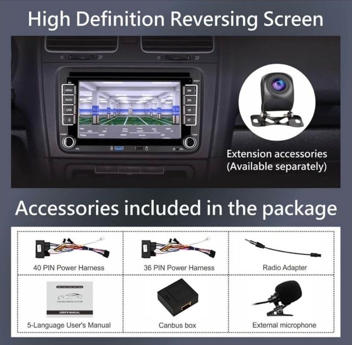 Rádio 2 DIN Android VW Golf/Passat/Polo/Seat/Sirocco...