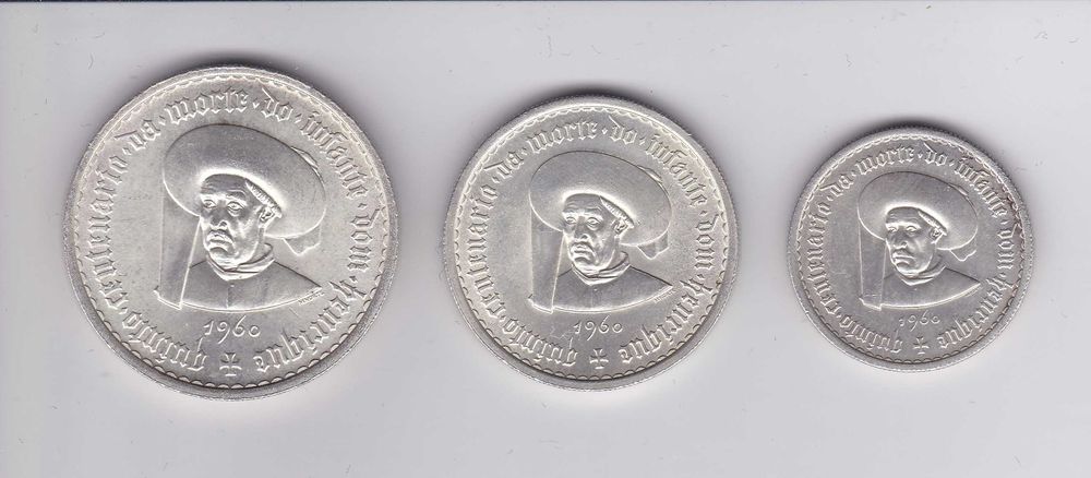 3 moedas prata Infante D. Henrique