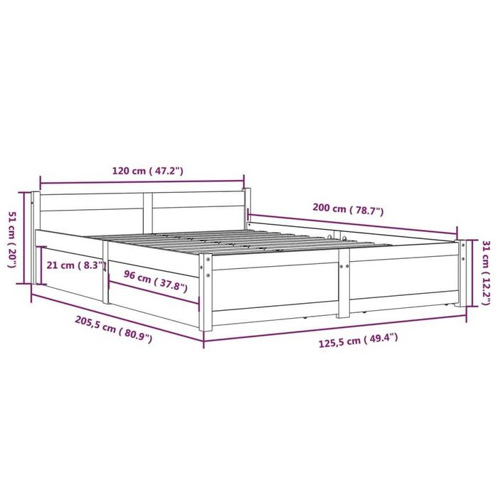 Cama de Casal vidaXL Branca c/ Gavetas 120x200cm (Nova em Caixa!)