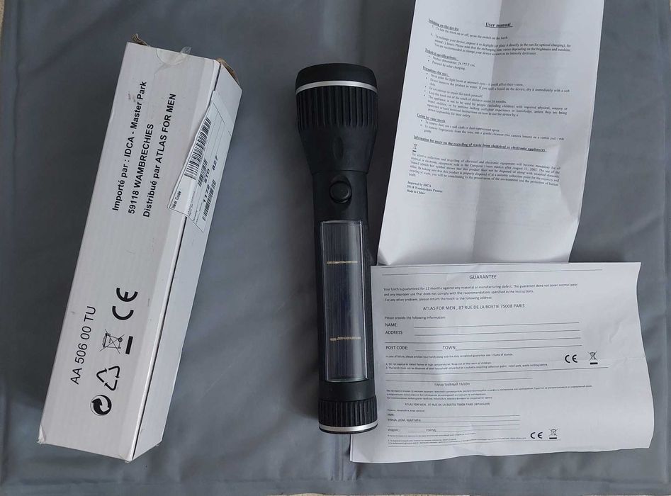 Latarka solarna, szperacz, led; akumulator Ni-MH 3,6 V