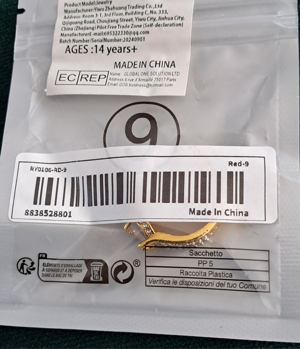 Pierścionek złoty złotopodobny rozm 9