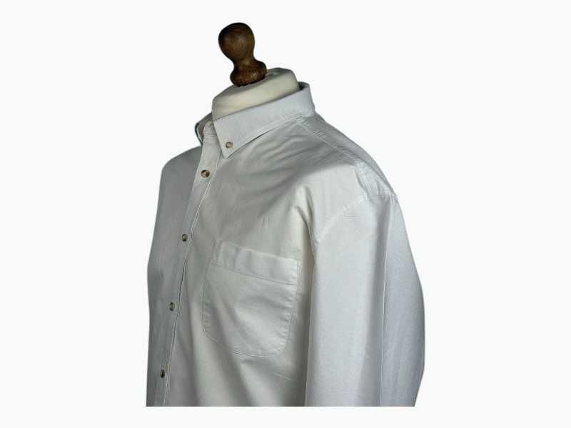 Biała męska koszula Oxford Jules, 100% bawełna button-down, XXL - 3XL / kołnierzyk 45