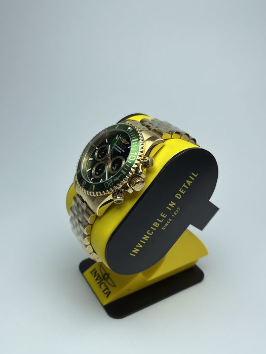 Invicta 48383, чоловічий золотистий годинник, інвікта хронограф